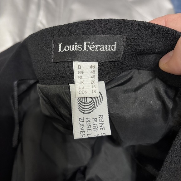 Vintage Louis Feraud 100% Wool Pencil Skirt Lined Black Size 16 Made in Germany - Picture 6 of 6